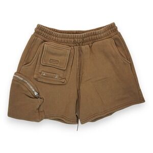Pacsun Brown Fleece Cargo Sweat Shorts Men's‎ Size Small Zip Pockets